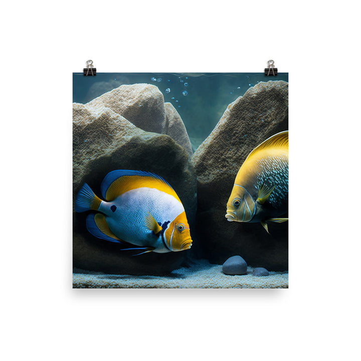 A pair of angelfish guarding their eggs photo paper poster - Posterfy.AI