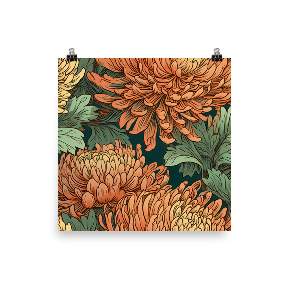 Chrysanthemum Pattern photo paper poster - Posterfy.AI