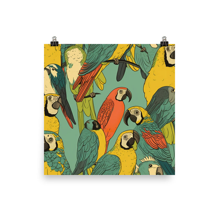 Parrot talk Pattern photo paper poster - Posterfy.AI