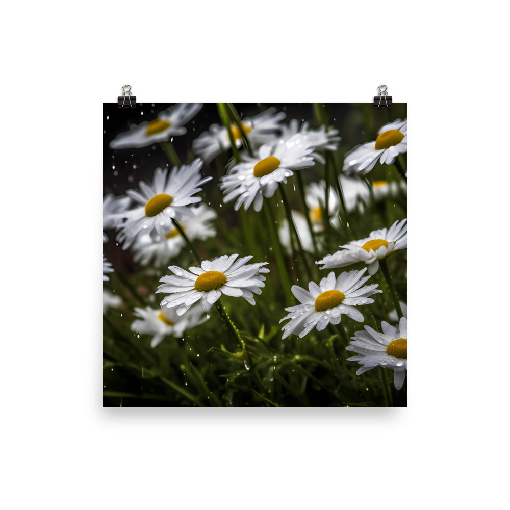 Daisies in the Rain photo paper poster - Posterfy.AI