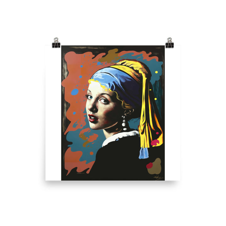 Girl with a Pearl Earring Pop Art photo paper poster - Posterfy.AI