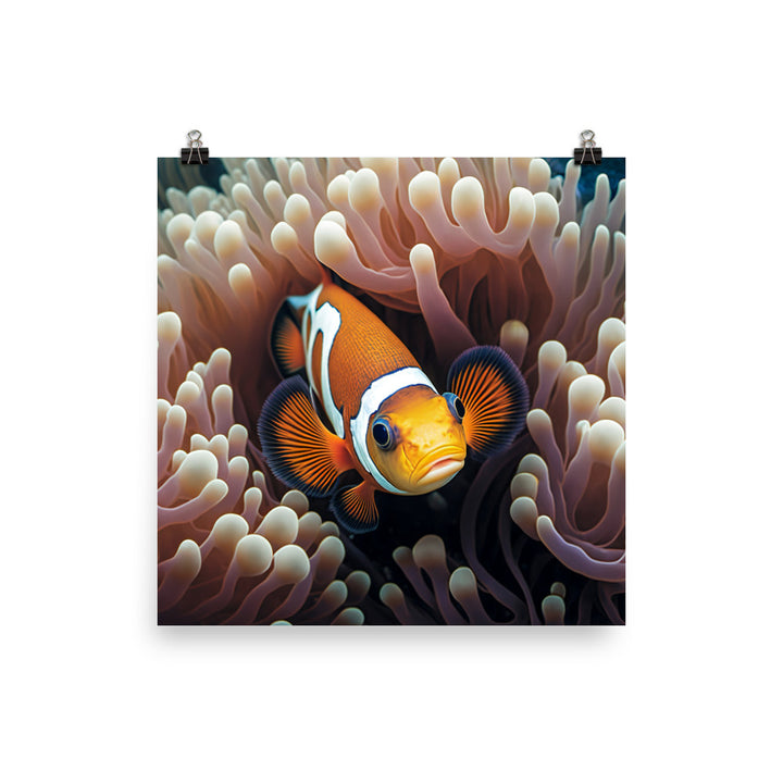 A playful clownfish swimming photo paper poster - Posterfy.AI