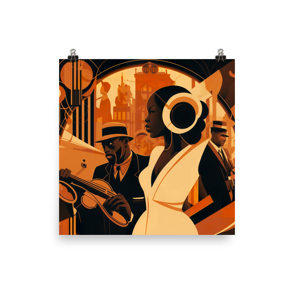 Jazz band in Art Deco era photo paper poster - Posterfy.AI