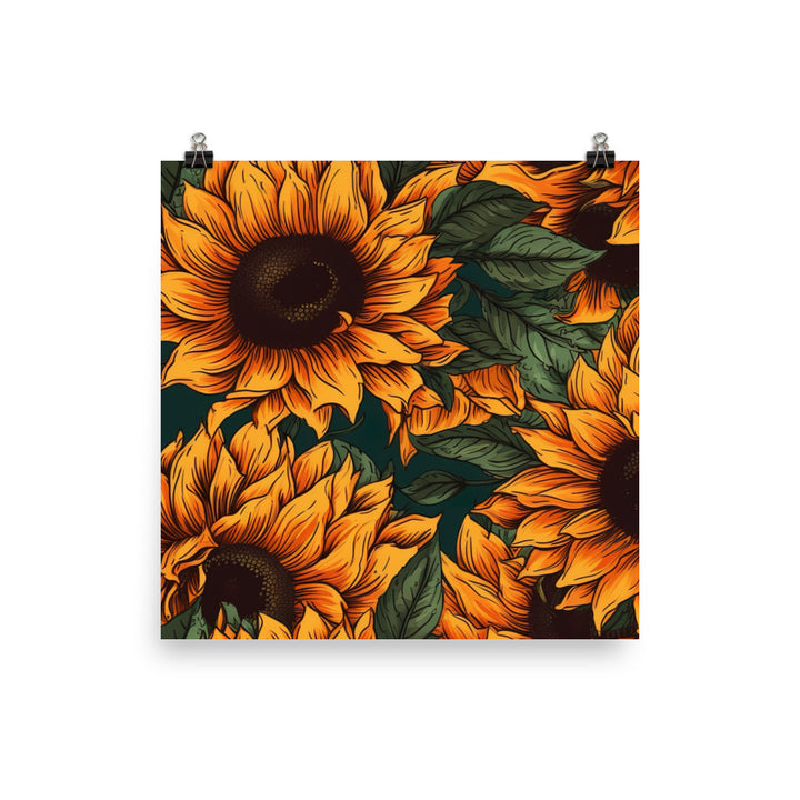 Sunflower Pattern photo paper poster - Posterfy.AI