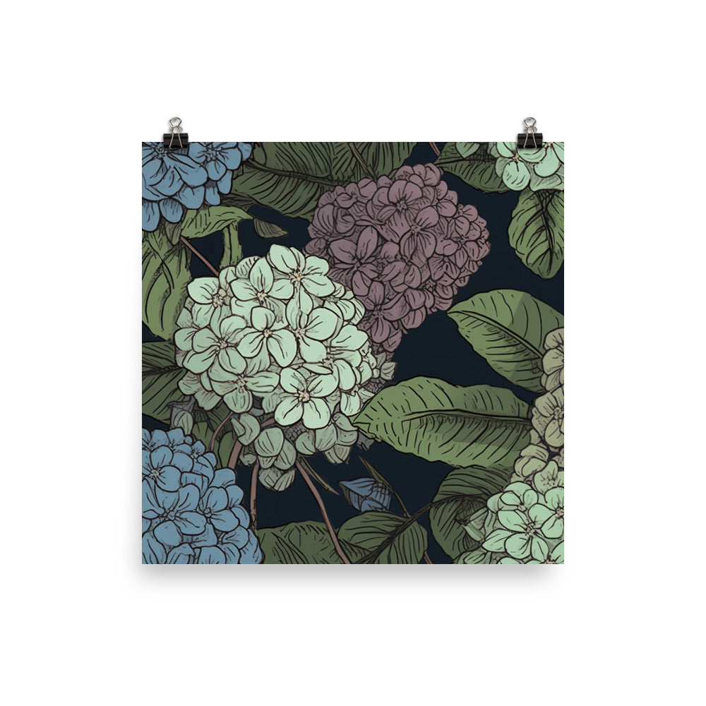 Hydrangea Pattern photo paper poster - Posterfy.AI