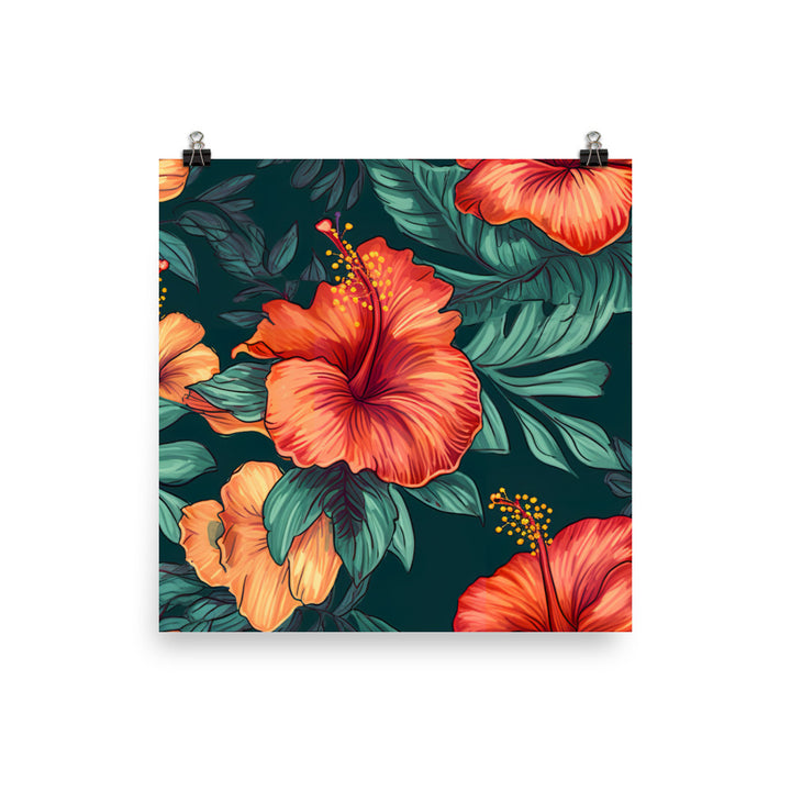 Hibiscus Pattern photo paper poster - Posterfy.AI