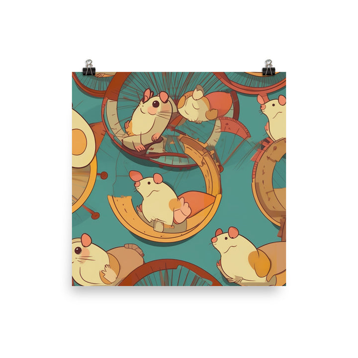Hamster wheels Pattern photo paper poster - Posterfy.AI