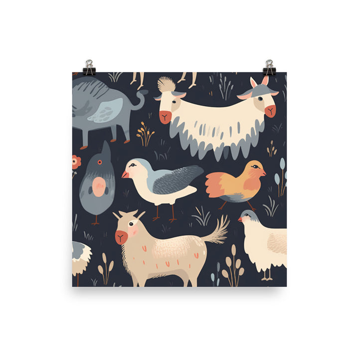 Farm Animals Pattern photo paper poster - Posterfy.AI