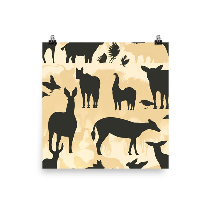 Animal Silhouettes Pattern photo paper poster - Posterfy.AI