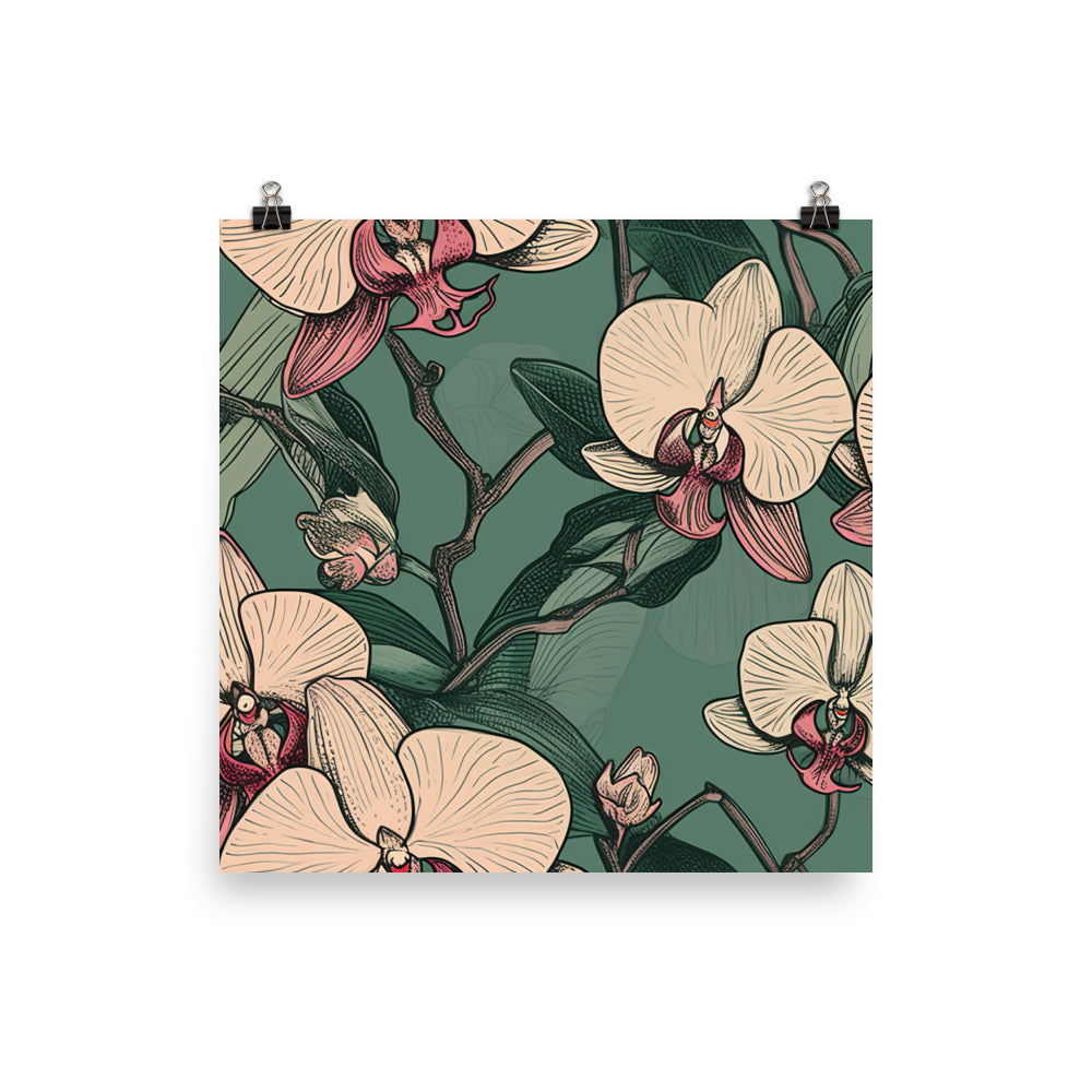 Orchids Pattern photo paper poster - Posterfy.AI