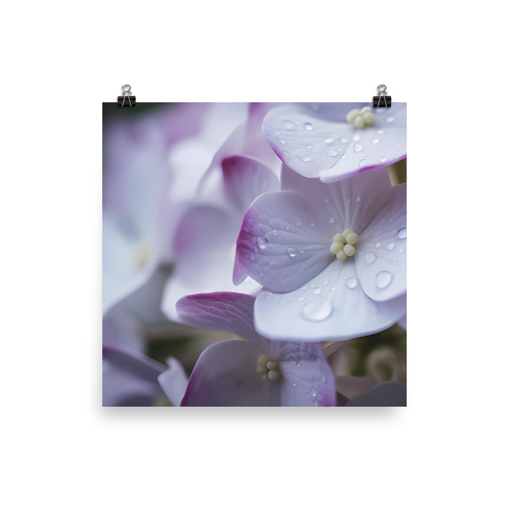 Purple and White Hydrangea Close-Up photo paper poster - Posterfy.AI