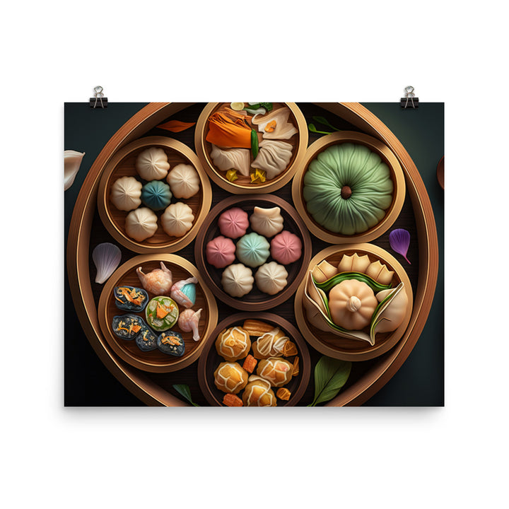 A colorful platter of dim sum 點心拼盤 photo paper poster - Posterfy.AI