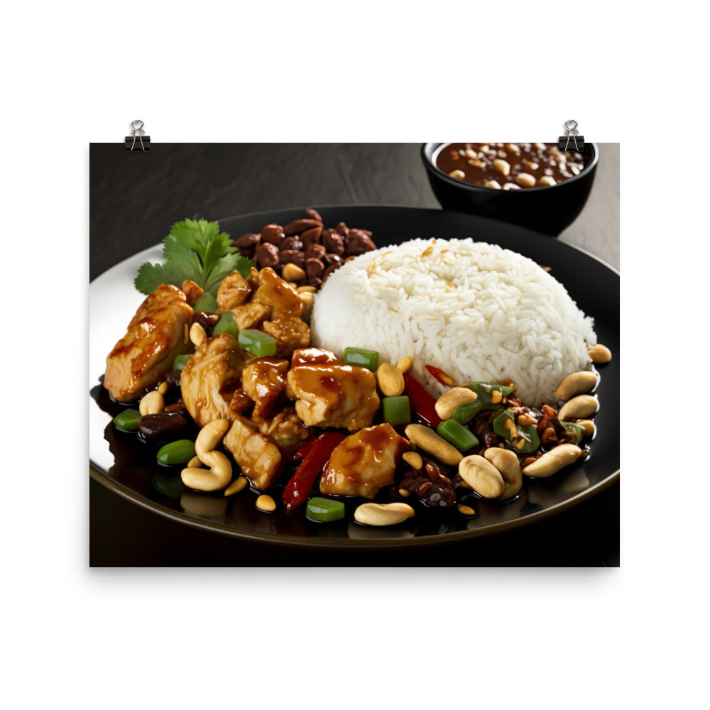 Kung Pao Chicken with rice 宮保雞丁配白飯 photo paper poster - Posterfy.AI