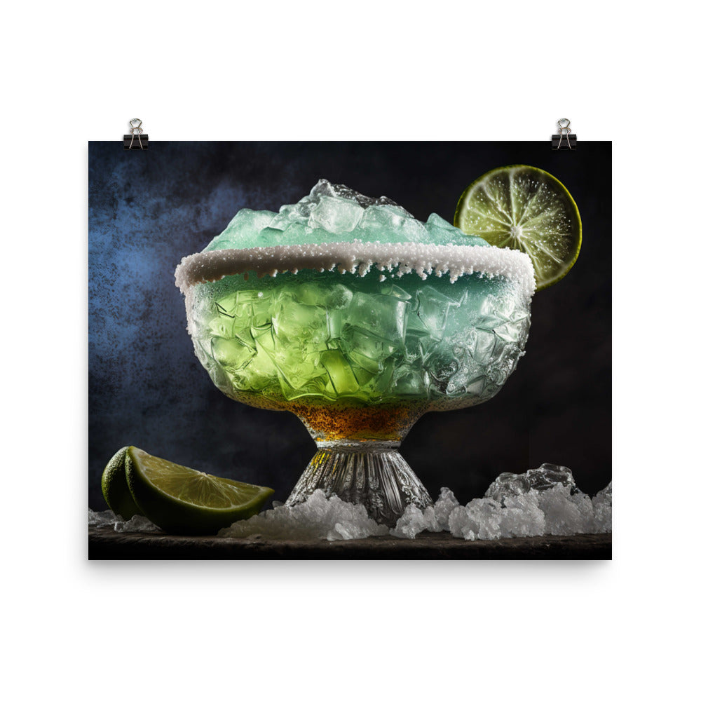 A margarita cocktail with salt rimmed glass photo paper poster - Posterfy.AI