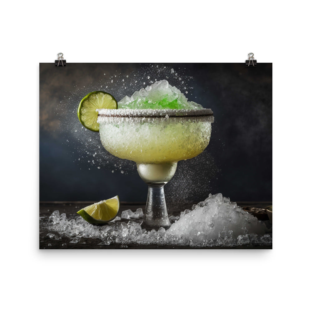 A margarita cocktail with salt rimmed glass photo paper poster - Posterfy.AI