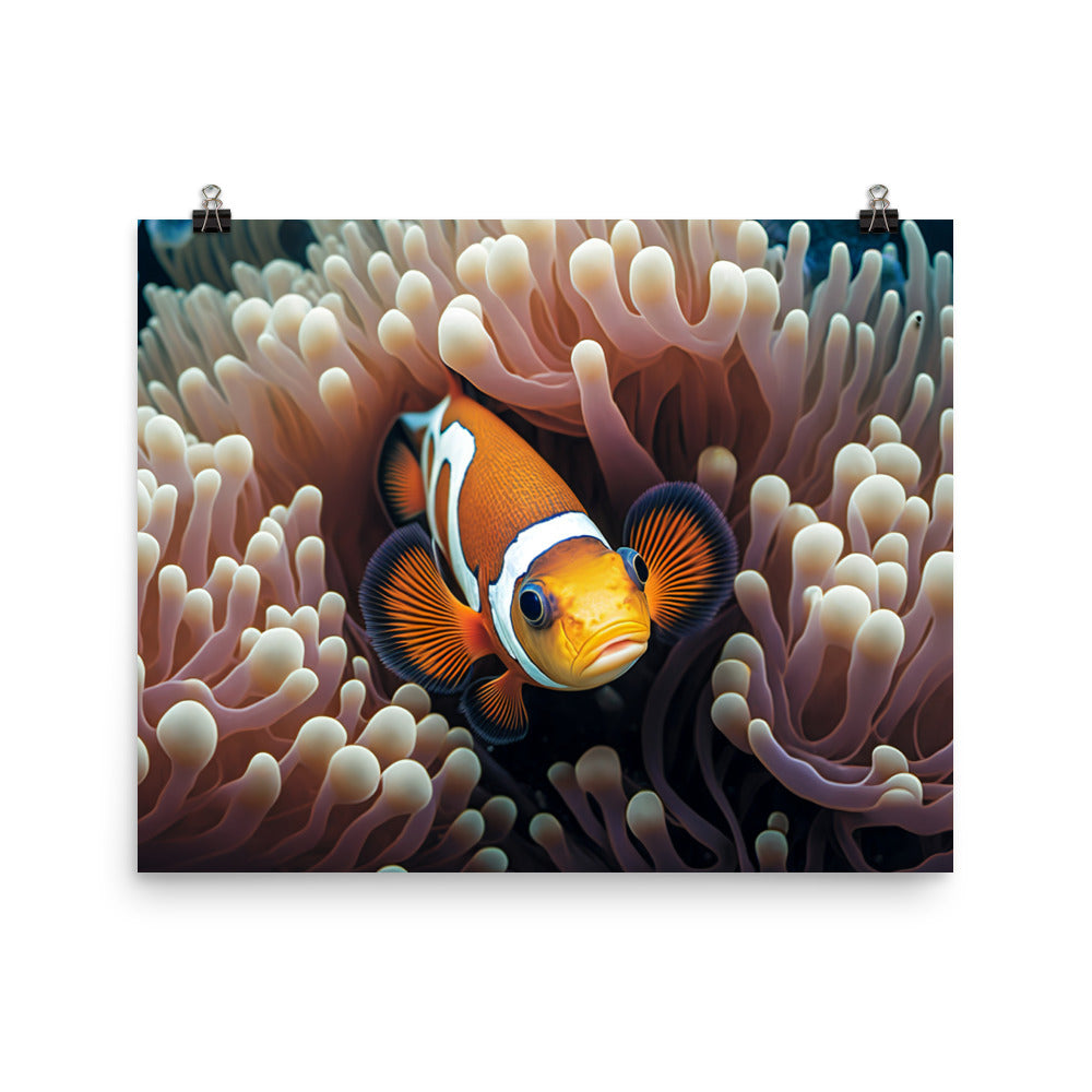 A playful clownfish swimming photo paper poster - Posterfy.AI