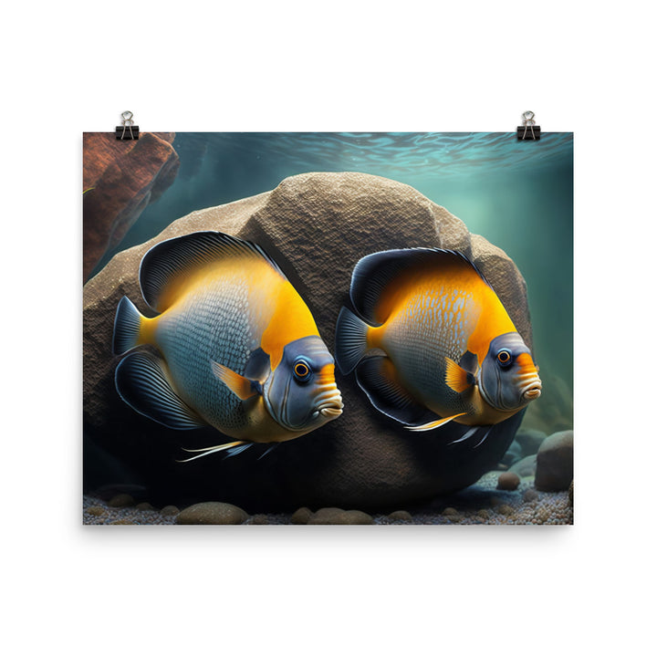 A pair of angelfish guarding their eggs photo paper poster - Posterfy.AI