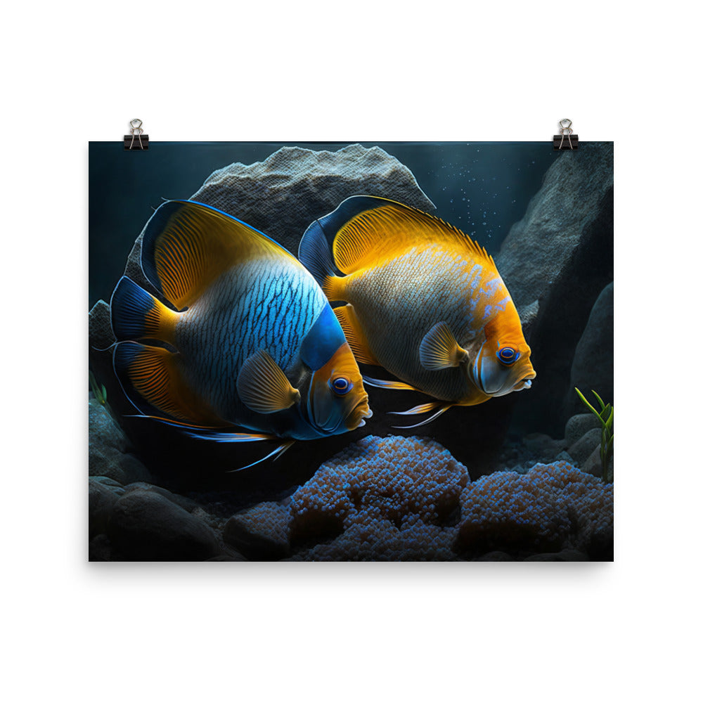 A pair of angelfish guarding their eggs photo paper poster - Posterfy.AI