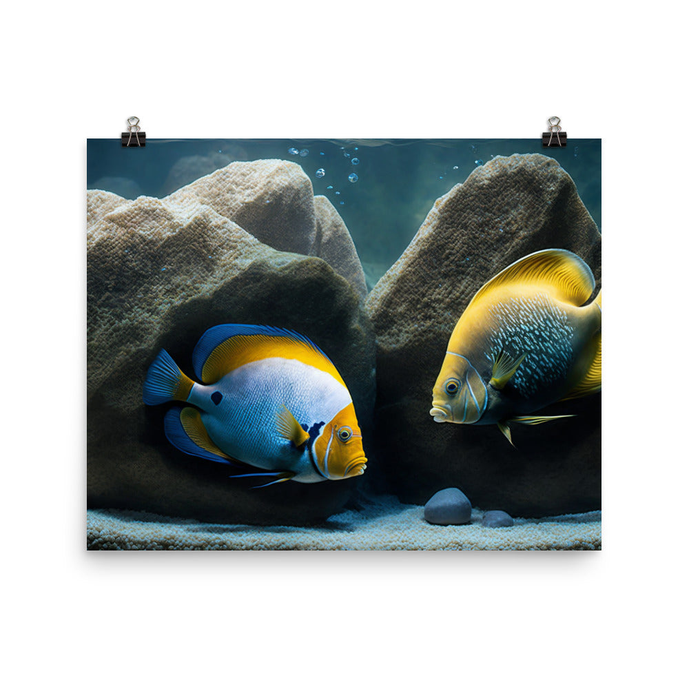 A pair of angelfish guarding their eggs photo paper poster - Posterfy.AI