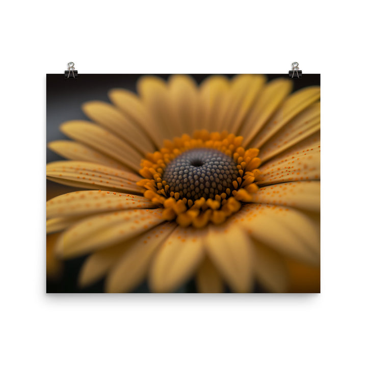 A macro shot of a yellow daisy photo paper poster - Posterfy.AI