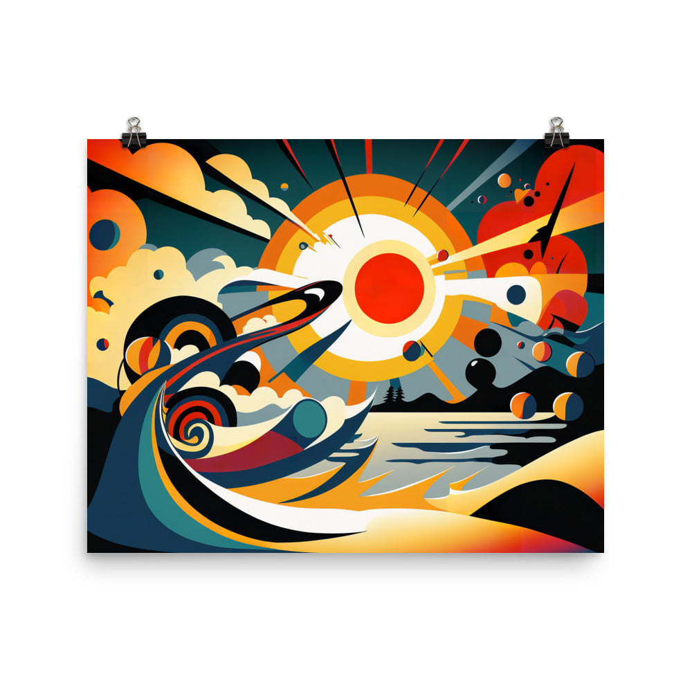 Sunshine on a beach in abstract colourful style photo paper poster - Posterfy.AI