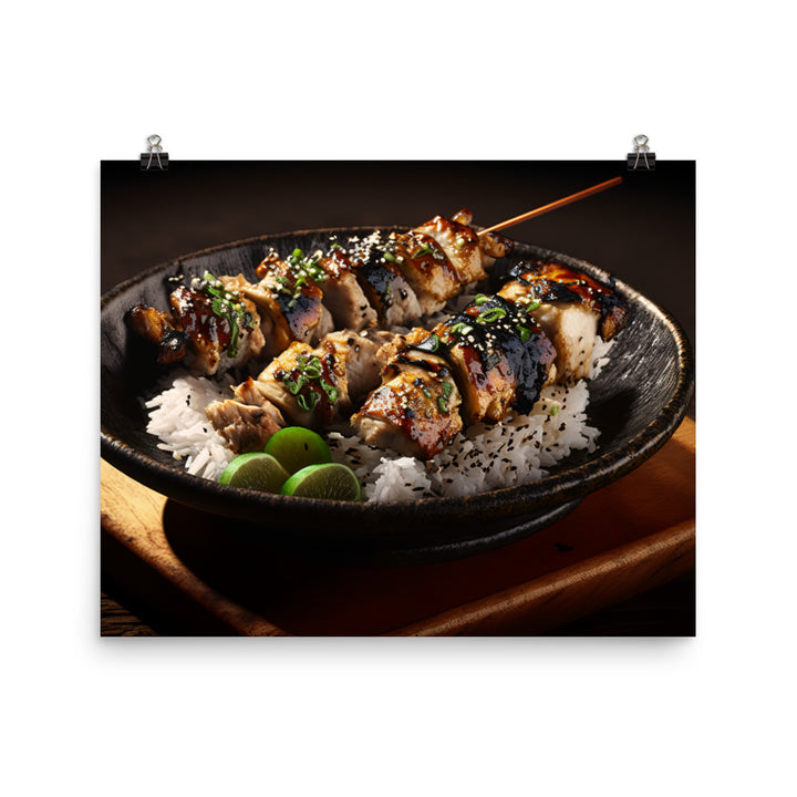 A Delicious Japanese Grilled Chicken Skewer Dish photo paper poster - Posterfy.AI
