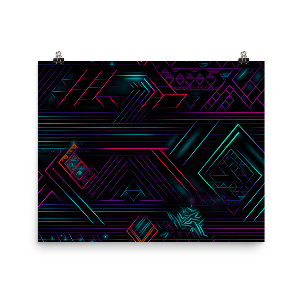 Neon Pattern photo paper poster - Posterfy.AI