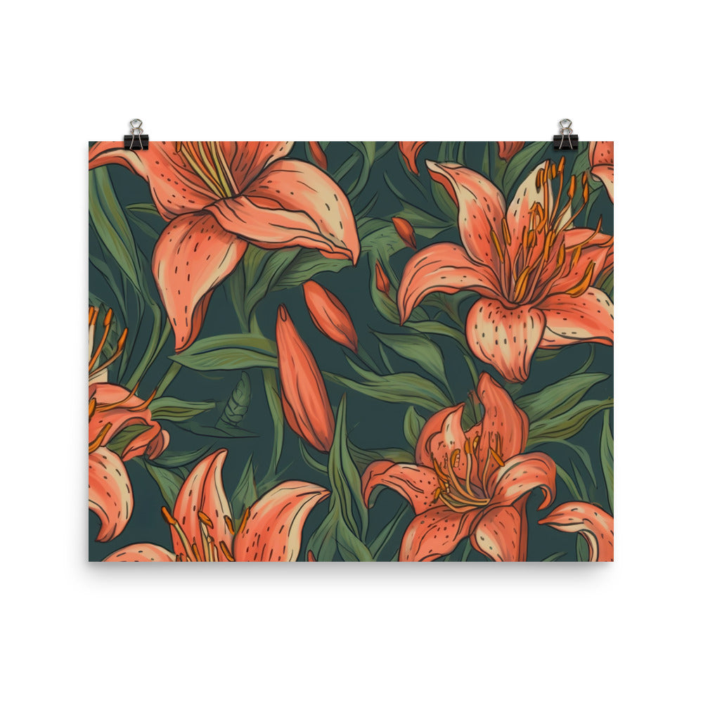 Lily Pattern photo paper poster - Posterfy.AI