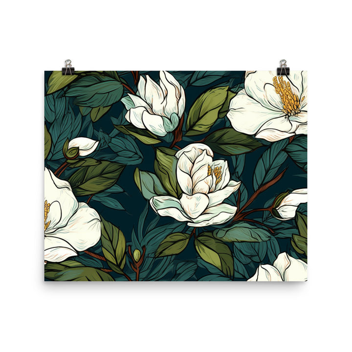 Gardenia Pattern photo paper poster - Posterfy.AI