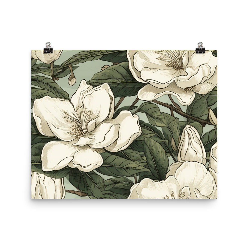 Gardenia Pattern photo paper poster - Posterfy.AI