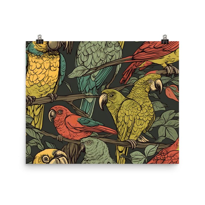 Parrot talk Pattern photo paper poster - Posterfy.AI