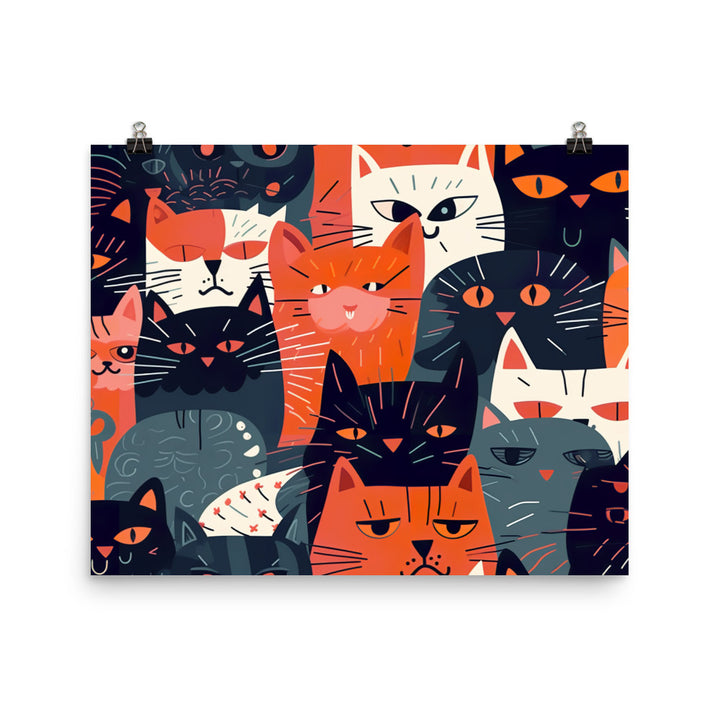 Cat faces Pattern photo paper poster - Posterfy.AI