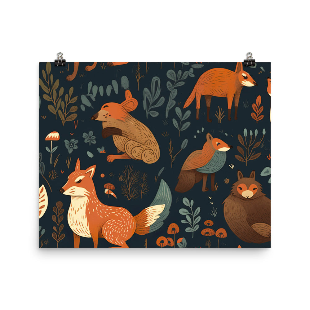 Forest Animals Pattern photo paper poster - Posterfy.AI