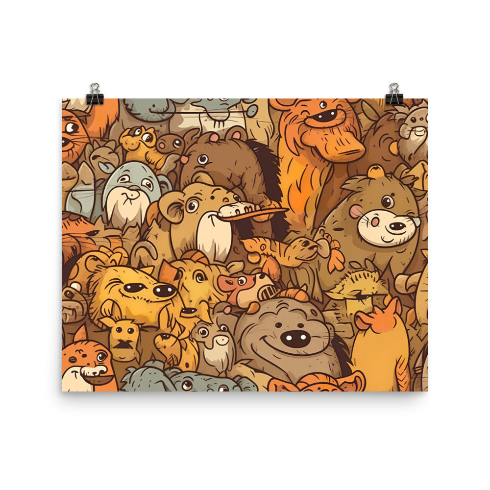 Cartoon Animals Pattern photo paper poster - Posterfy.AI