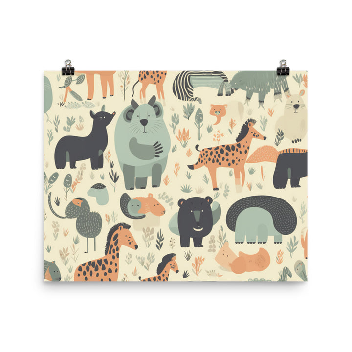 Zoo Animals Pattern photo paper poster - Posterfy.AI