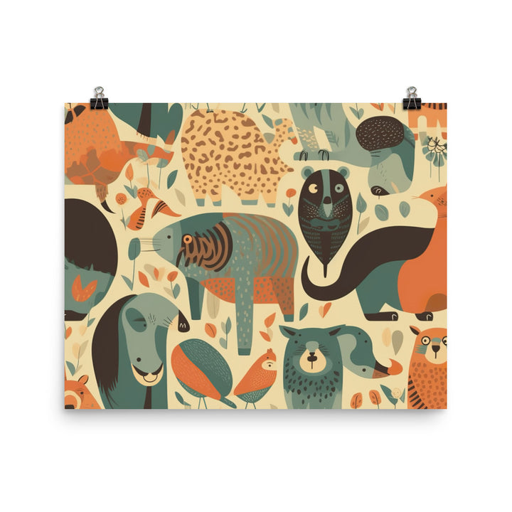 Zoo Animals Pattern photo paper poster - Posterfy.AI