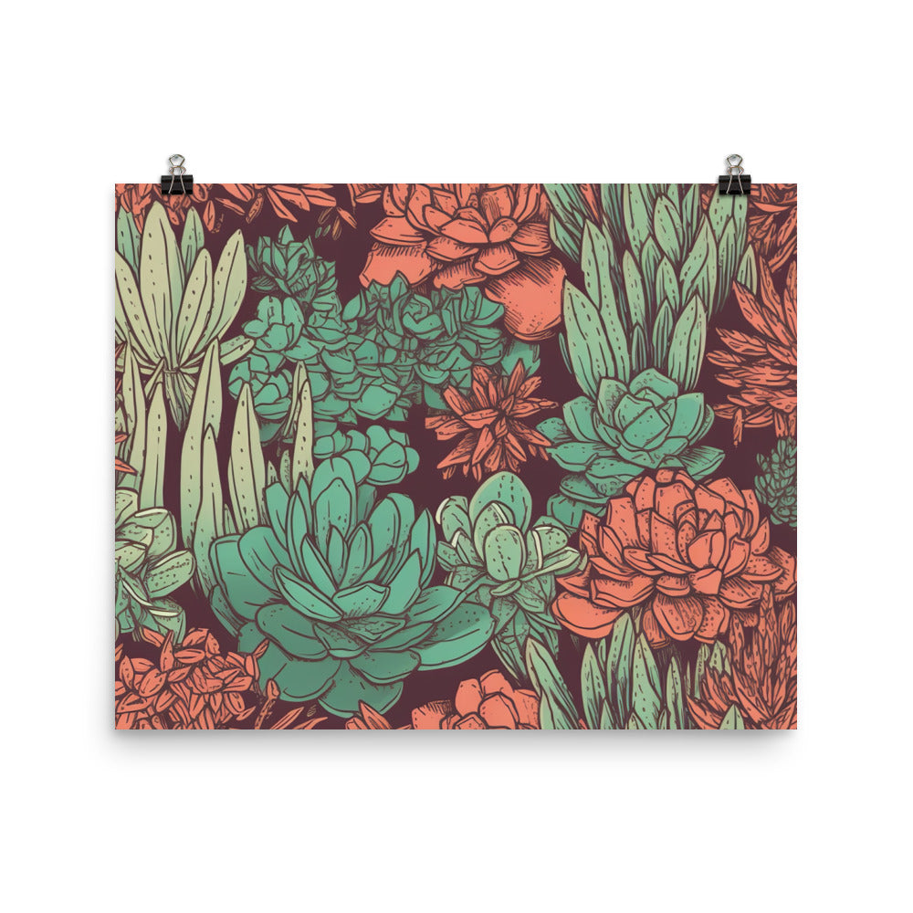 Succulents Pattern photo paper poster - Posterfy.AI