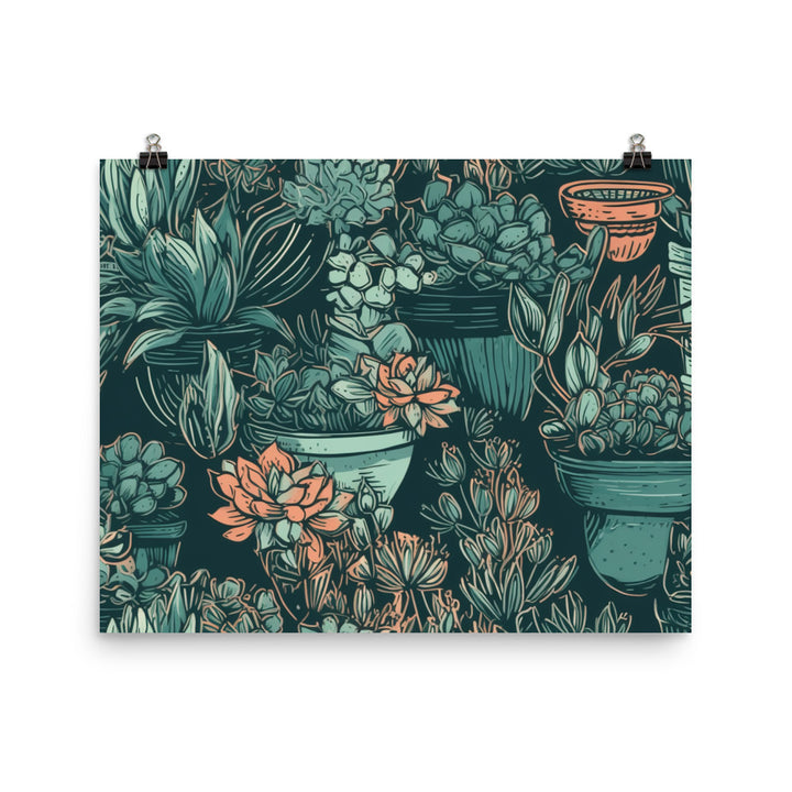 Succulents Pattern photo paper poster - Posterfy.AI