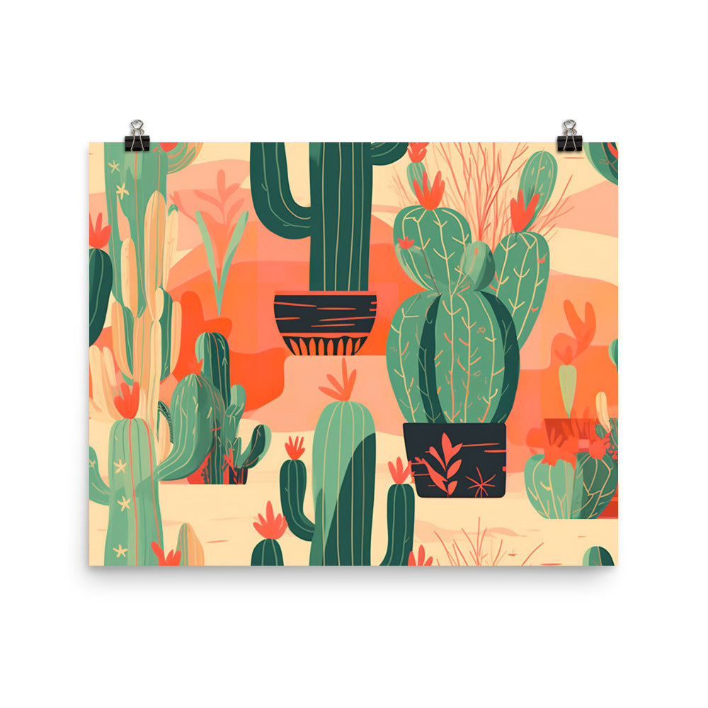 Cacti Pattern photo paper poster - Posterfy.AI