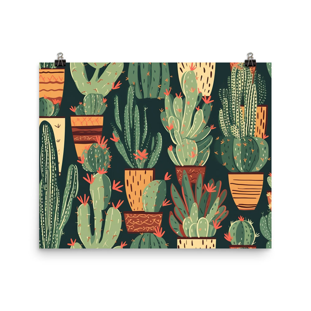 Cacti Pattern photo paper poster - Posterfy.AI