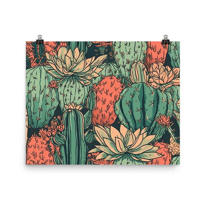 Cacti Pattern photo paper poster - Posterfy.AI