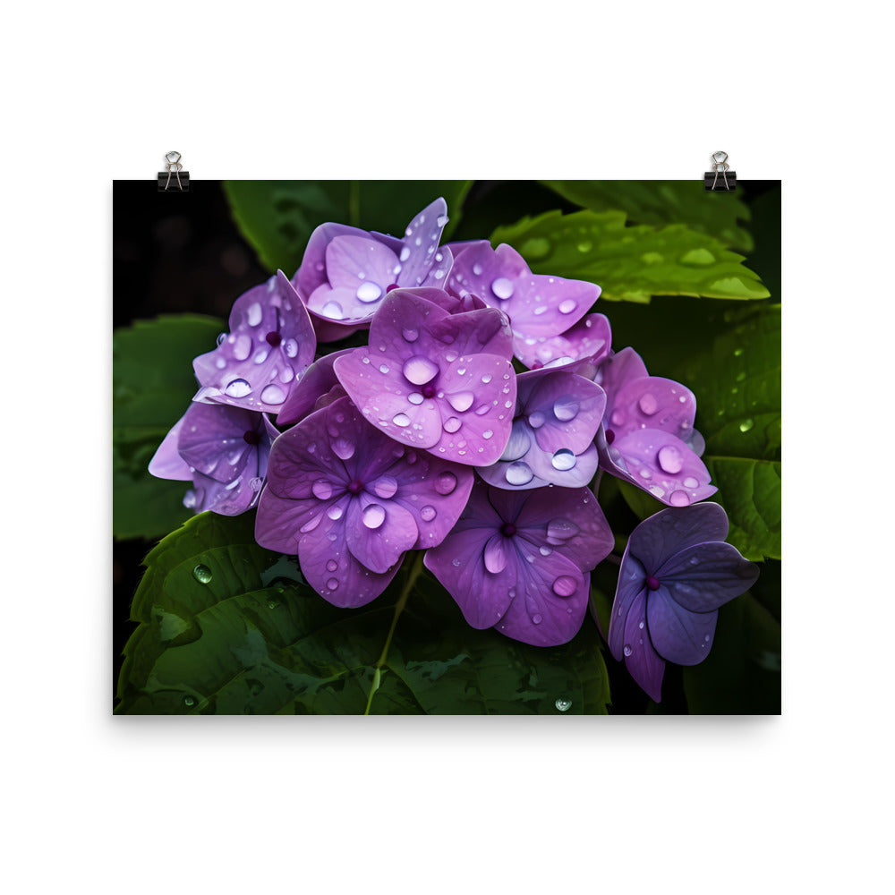 Hydrangea in the Rain photo paper poster - Posterfy.AI