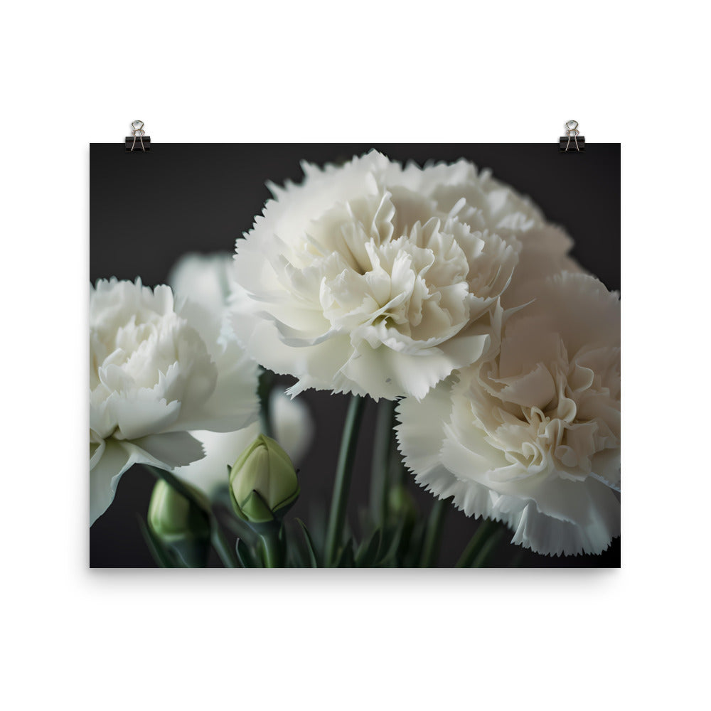 Elegant White Carnations photo paper poster - Posterfy.AI