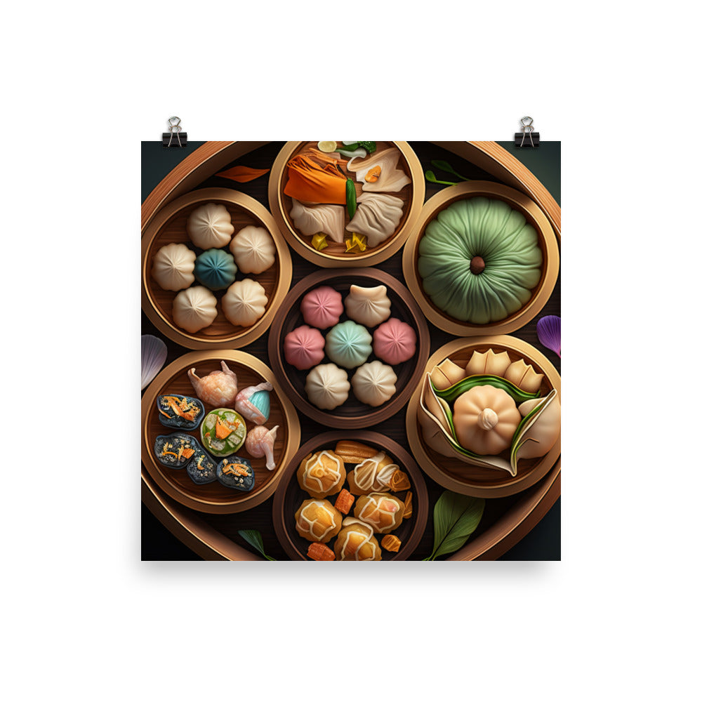 A colorful platter of dim sum 點心拼盤 photo paper poster - Posterfy.AI