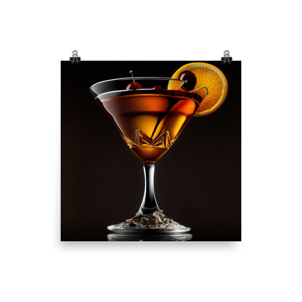 A classic Manhattan cocktail with a twist of orange photo paper poster - Posterfy.AI