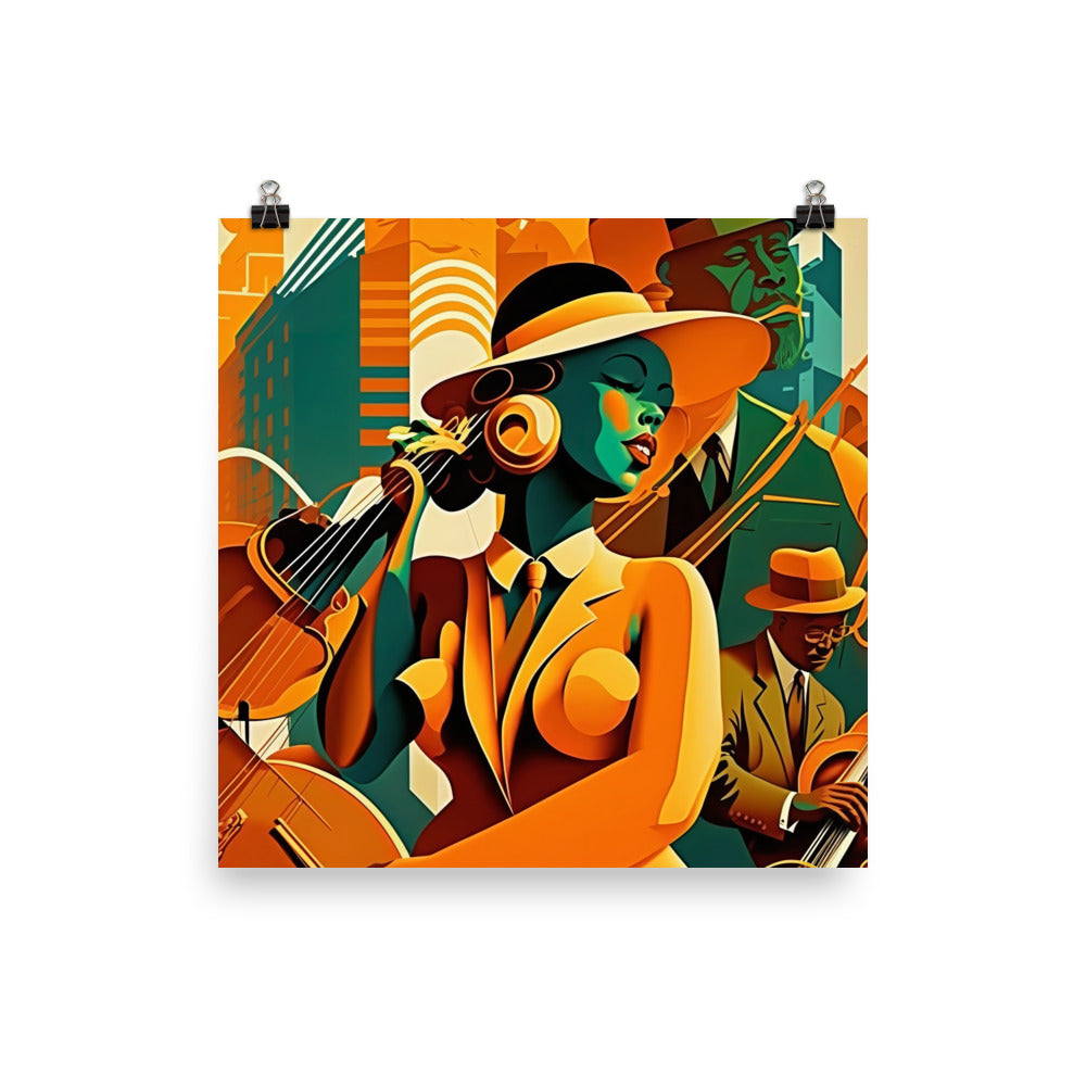 Jazz band in Art Deco era photo paper poster - Posterfy.AI