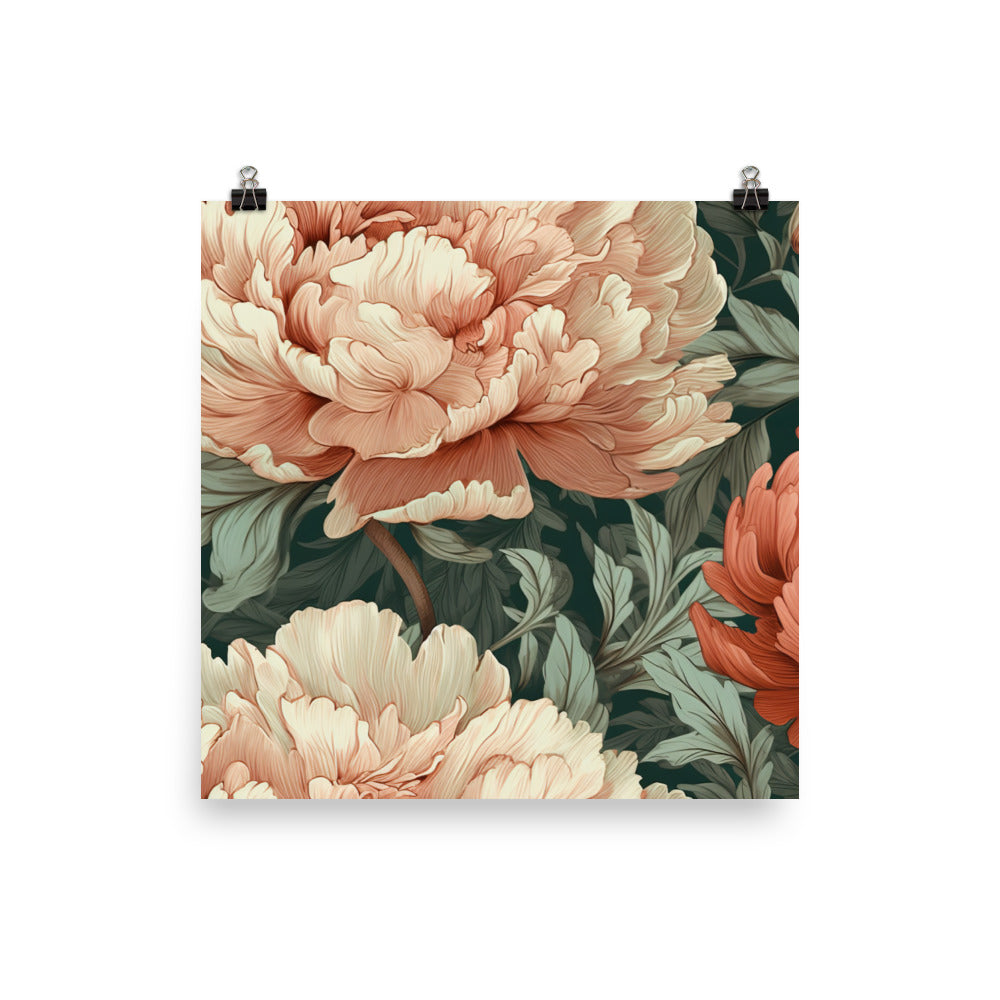 Peony Pattern photo paper poster - Posterfy.AI