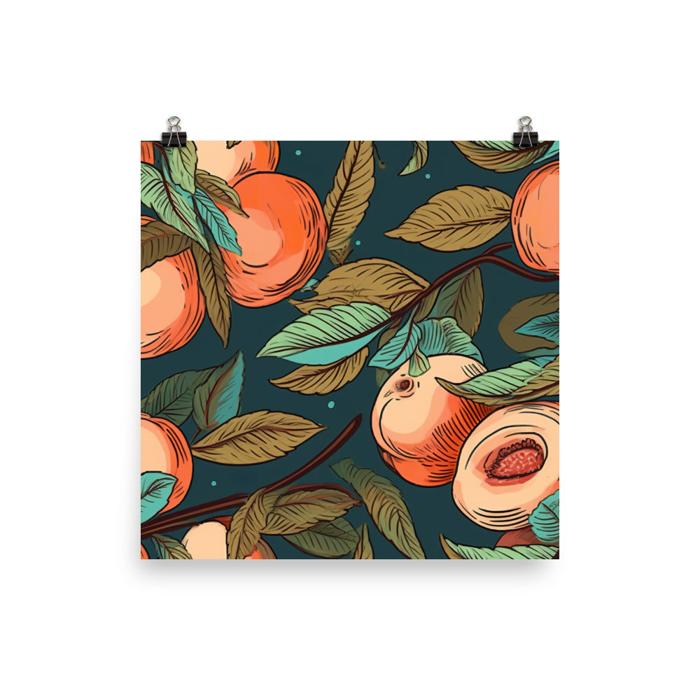 Peaches Pattern photo paper poster - Posterfy.AI