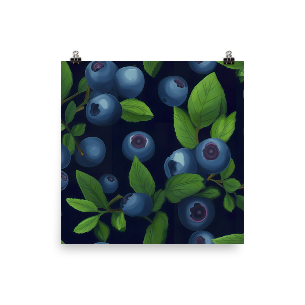 Blueberries Pattern photo paper poster - Posterfy.AI