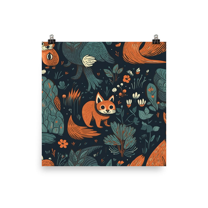 Forest Animals Pattern photo paper poster - Posterfy.AI